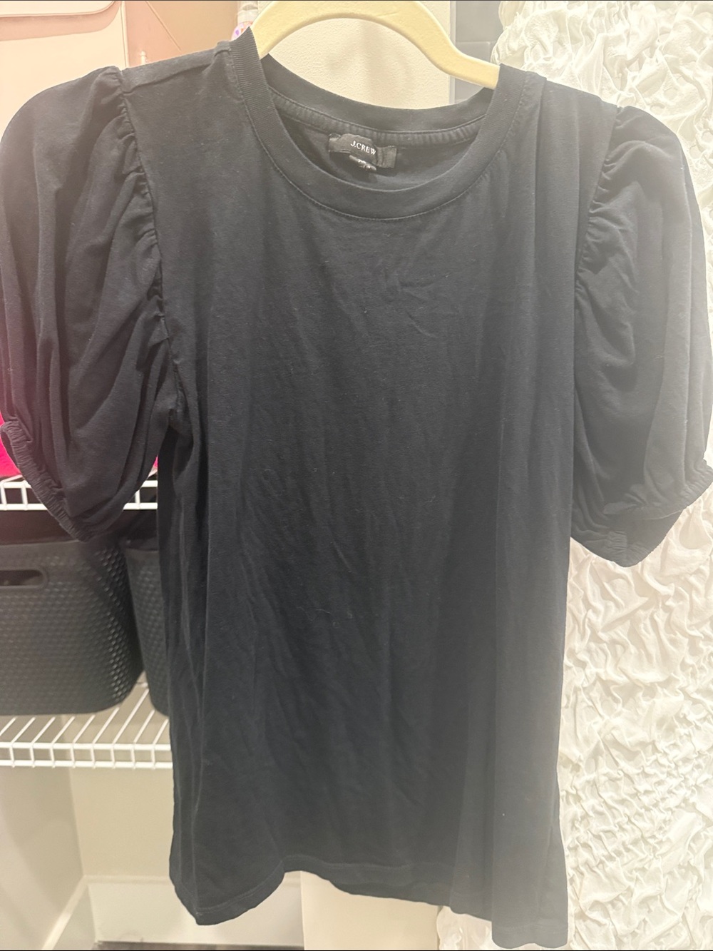 J crew  Black Puff-Sleeve Crew T-Shirt